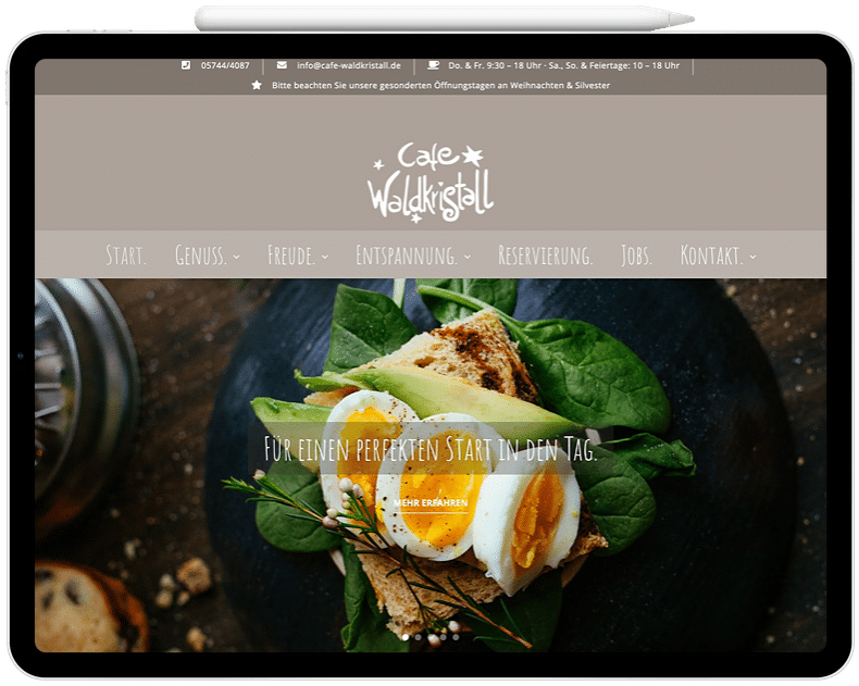 Café Waldkristall · Website heute· Webdesign · Flyer-Design · Grafikstudio Carreira · Susi Carreira · Werbeagentur Bad Oeynhausen · Minden · Bünde